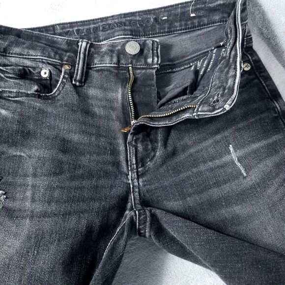 American eagle Jeans Skinny Mens 28×28 Black Athletic - Picture 8 of 12